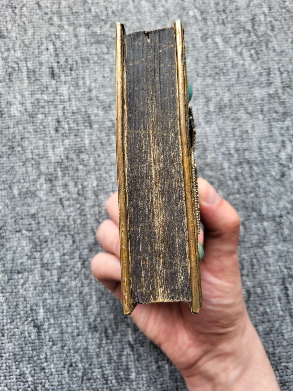 Ancient Jewish Prayer Book Engraved Metal Siddur Turquoise Stones Jerusalem – photo 12